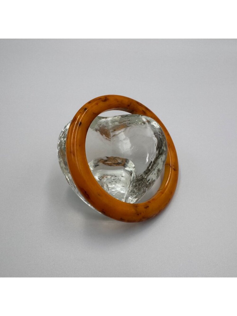 Vintage Butterscotch Bakelite Bangle Bracelet Marbled Tested 7.75”